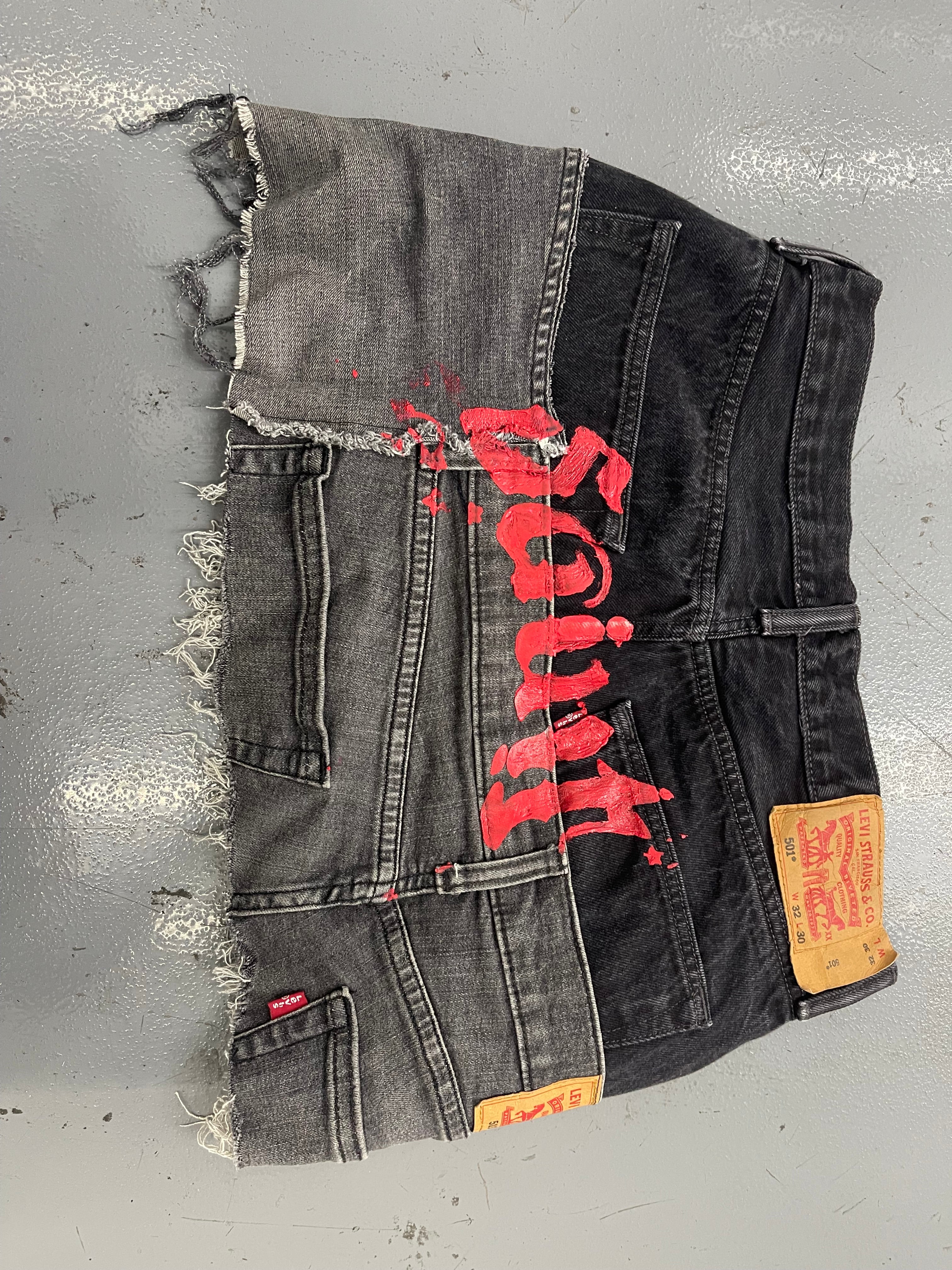 Gray Denim Double Mini Skirt